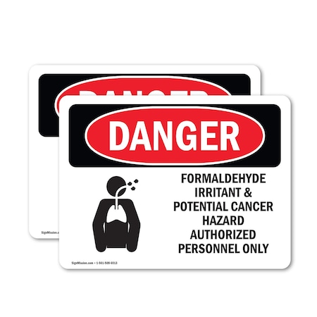 Signmission Formaldehyde Irritant Hazard Danger Sign, Vinyl Decal, 7in W x 5in L, 2PK OS-2PACK-DS-D-57-L-1266